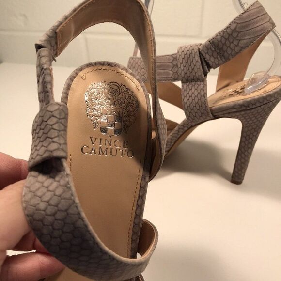 Vince Camuto Womens Calin Gray Leather Snakeskin Pointy Strappy Heels Size 8.5M - Picture 7 of 11